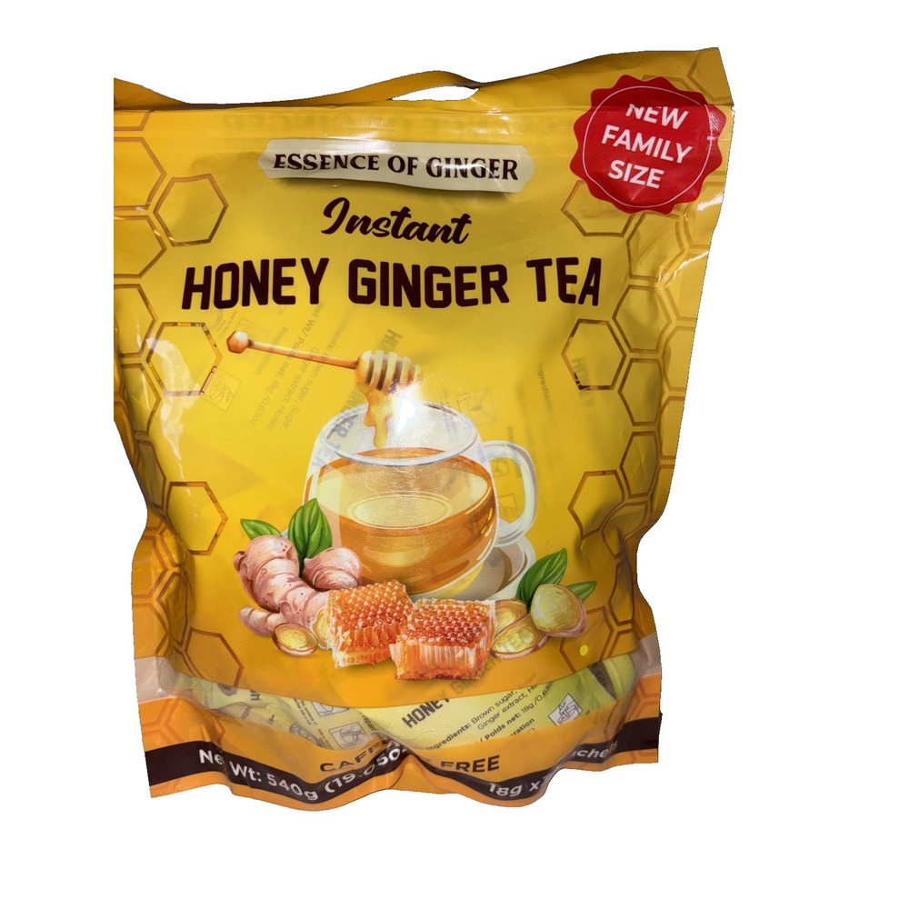 Pack of  Ginger Tea Instant Ginger Honey, 30 Sachets Caffeine Free